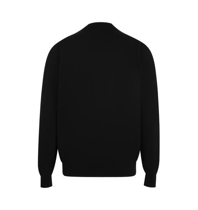 Image 2 of 2 - BLACK - Givenchy Mens Sweater is crafted from cotton knit. Features a crew neckline, Givenchy Paris pearl embroidery at the front, and ribbed collar, cuffs, and hem. Main Material: 100% Cotton. Imported