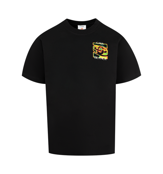 Image 1 of 2 - BLACK - CASABLANCA Heat Map Logo T-Shirt featuring short-sleeves, printed design, classic crew neck and relaxed fit. 100% organic cotton. Made in Portugal.