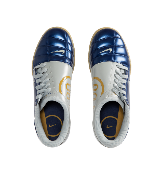 Image 5 of 5 - BLUE - NIKE Total 90 Sneaker featuring authentic soccer style, original quilted upper, asymmetrical lacing, flat rubber sole, synthetic leather upper with Total 90 logos on each side and padded collar.