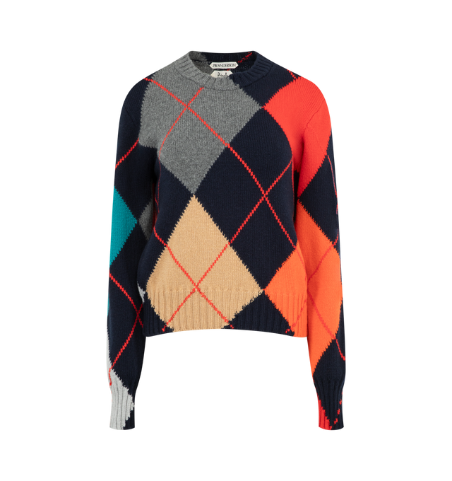 Image 1 of 2 - MULTI - JW ANDERSON JW Anderson x Pringle of Scotland Wool Jumper featuring regular fit, crewneck, long sleeves, all-over argyle print, all-over knitted and ribbed trims. 100% wool. Made in Scotland.