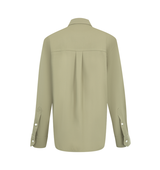 Image 2 of 2 - GREEN - Bottega Veneta Women's Shirt is tailored in a clean, minimalist silhouette and features a point collar, button-front closure, and long sleeves with button cuffs.