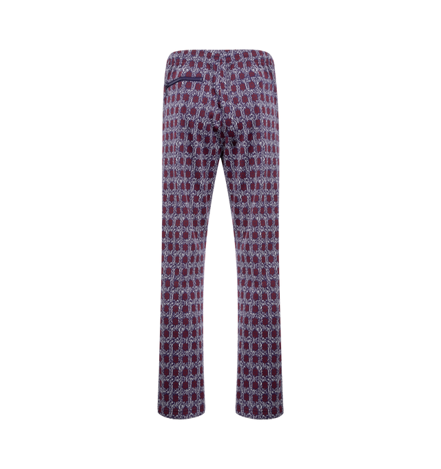 Image 2 of 3 - PURPLE - NEEDLES Poly Jacquard Track Pants featuring breathable polyester, iconic butterfly embroidery, a relaxed silhouette, straight leg, zipped pockets and elasticated waist with drawstring. 100% polyester. Made in Japan.