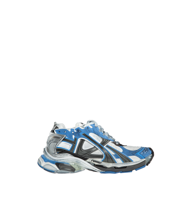 Image 1 of 5 - BLUE - BALENCIAGA Runner Sneaker featuring deconstructed look, lace-up style and removable insole. Synthetic and textile upper, textile lining, synthetic sole. 