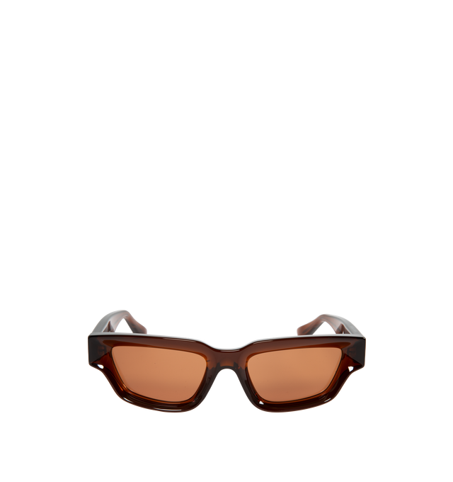 Image 1 of 3 - BROWN - BOTTEGA VENETA Square Sunglasses featuring acetate frames and gold-tone hardware at temples. Made in Italy. 