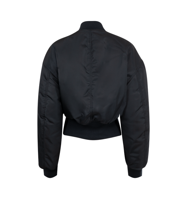 Image 2 of 3 - BLUE - SAINT LAURENT Bomber Jacket in nylon featuring cropped fit, padded, drop shoulders, rib-knit trims, fitted waist, silk lining, front zip closure, two jetted pockets with snap-button flap at the front and one inner welt pocket. 100% polyamide. Made in Italy.