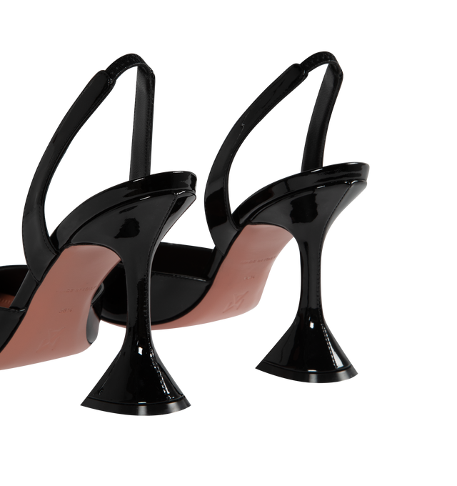 Image 3 of 4 - BLACK - AMINA MUADDI Holli Patent Slingback featuring pointed toe, branded insole, elasticated slingback strap and high stiletto flared heel. 95MM. 100% leather.  