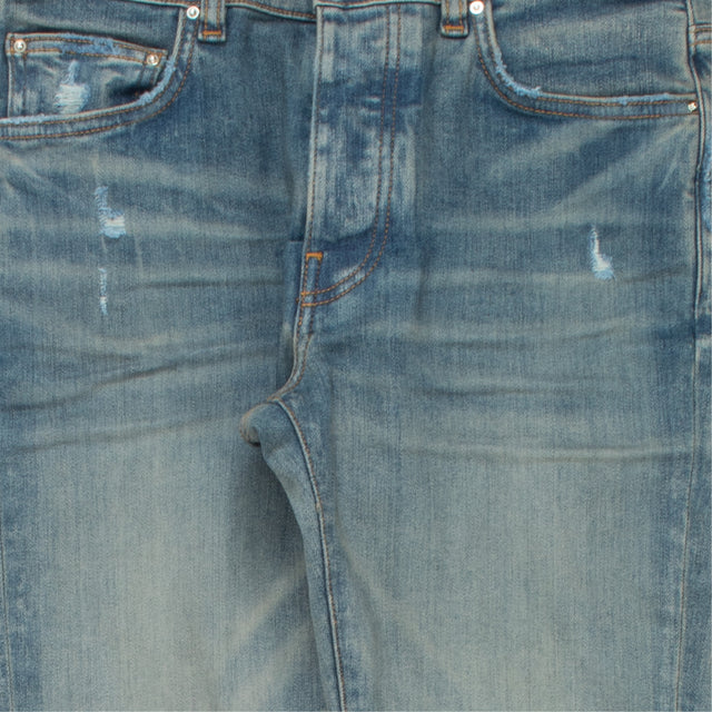 Image 2 of 2 - BLUE - AMIRI Stack Jeans are a 5-pocket style with a button fly. Cotton and elastane. Made in USA.
