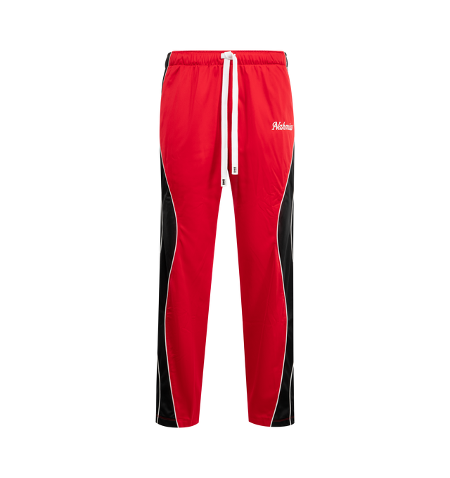 Image 1 of 3 - RED - NAHMIAS Ollie Sweatpants featuring relaxed fit, elasticated waistband, side pockets, embroidered logo and drawstring closure. 100% nylon.