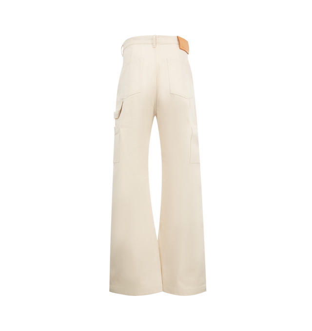 Image 2 of 3 - WHITE - Rick Owens DRKSHDW Geth Pant featuring concealed front button closure, belt loops, logo detail, five pockets and a Double Knee' reinforcement. 100% cotton. Made in Japan.