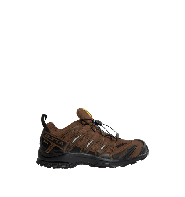 Image 1 of 5 - BROWN - AND WANDER X SALOMON XA Pro 3D Gore-Tex sneakers crafted with fabric upper, insole  and lining, rubber sole and trim featuring frawstring closure. Made in Vietnam. Japanese Men's sizing. 