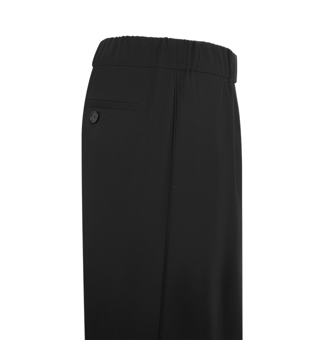 Image 3 of 3 - BLACK - LOEWE Trousers in lightweight wool tailoring featuring an elasticated LOEWE jacquard waistband, relaxed fit, regular length, mid waist, straight leg, slash pockets and rear welt pocket. Wool. Made in Italy.