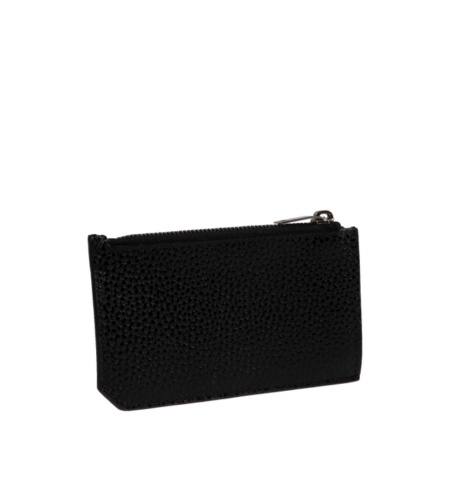 Image 2 of 3 - BLACK - SAINT LAURENT Zipped Card Case featuring tiny cassandre, grained leather, zip closure, five card slots, one zip coin purse and leather lining. 5.1" X 3" X 0.4". 100% calfskin leather. Made in Italy.  