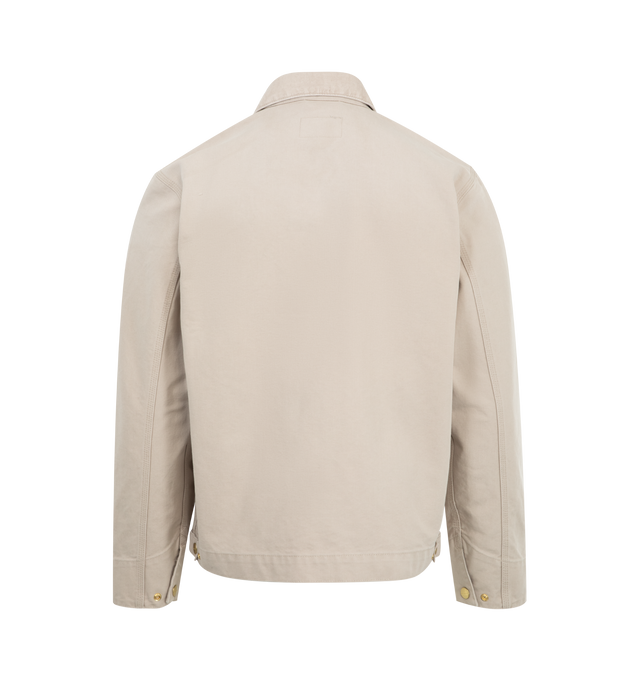 Image 2 of 3 - WHITE - CARHARTT WIP Detroit Jacket featuring front closure with zip, chest pocket with zip closure, adjustable cuffs and bottom band and square label. 100% cotton.