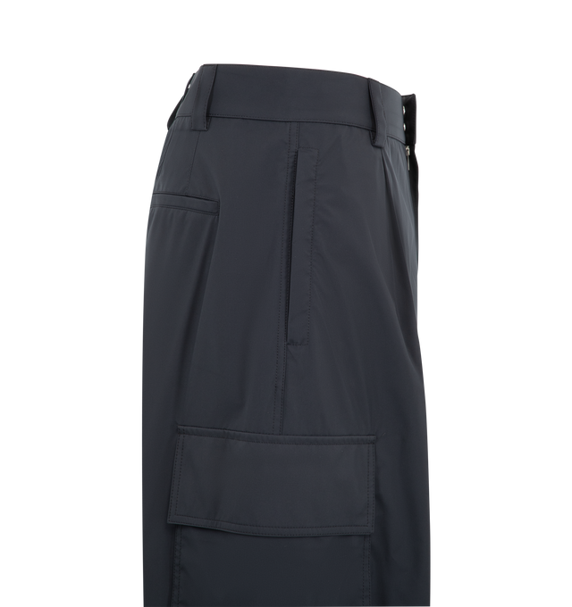 Image 3 of 3 - BLUE - Bottega Veneta Men's Cargo Trousers feature a utilitarian silhouette with functional zippered pockets for a refined take on classic cargo styling. Main Material: Polyester. Details: Zippered Pockets. Made in Italy.