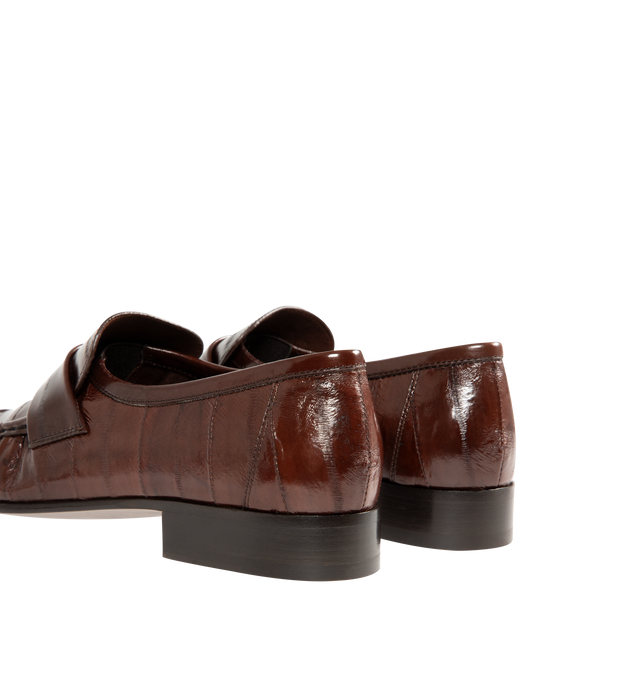 Image 3 of 4 - BROWN - THE ROW Soft Loafer in Leather featuring artisanally-crafted loafer in paneled sport nappa leather with natural pleating effect and hand-painted leather sole. 0.75 in. heel. 100% nappa leather upper. Leather lining and sole. Made in Italy.