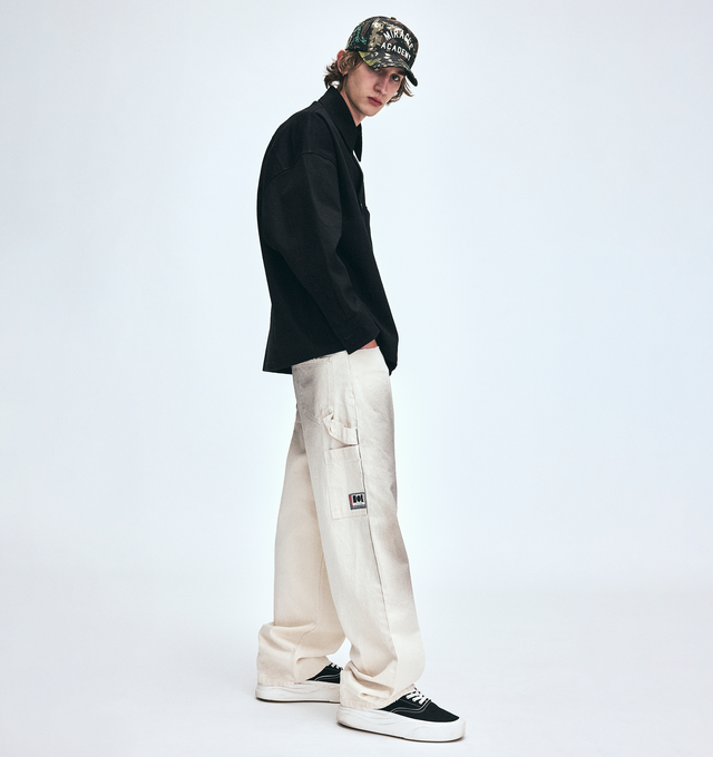 Image 6 of 6 - BLACK - NAHMIAS X HIRSHLEIFERS Denim Oversized Shirt featuring boxy fit, oversized and Nahmias button closure. 100% cotton.