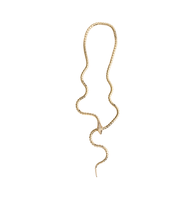 Image 1 of 2 - GOLD - Sidney Garber Wrap-around 24" Snake Lariat necklace crafted from 18K yellow gold with .34ct Pave Diamond head and tail. Hirshleifers offers a range of initial pieces from this collection in-store. For personal consultation and detailed information about jewelry, please contact our dedicated stylist team at personalshopping@hirshleifers.com