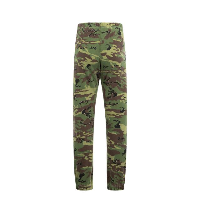 Image 2 of 3 - GREEN - GALLERY DEPT. Sweatpant joggers featuring side pockets, elasticized waistband with inner drawstring, FRENCH DPT. logotype at the hip and all-over camo print. 100% cotton. Made in USA.