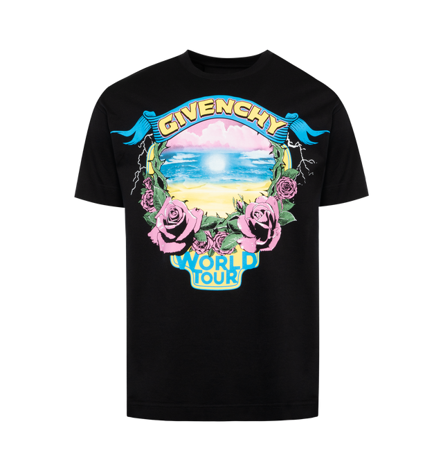 Image 1 of 3 - BLACK - GIVENCHY STANDARD SHORT SLEEVE Tee featuring crew neck, short-sleeved, graphic print, small 4G emblem on the lower back and straight fit. 100% cotton. 