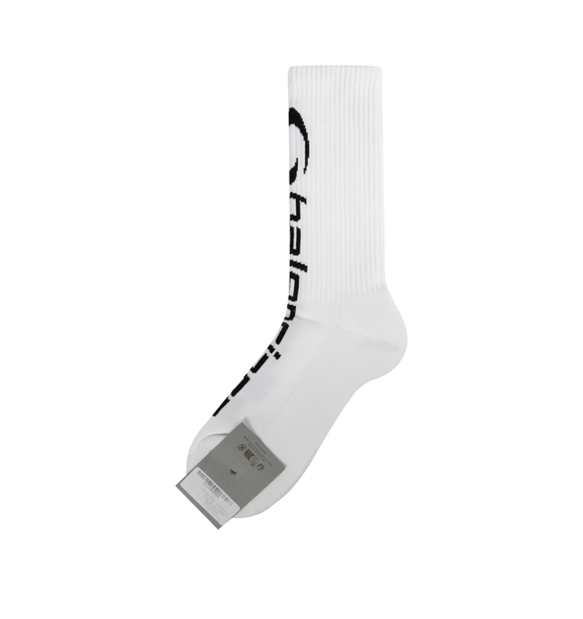 Image 2 of 3 - WHITE - BALENCIAGA Tracksuit Loop Socks featuring cotton blend, breathable fabric, mid calf length and Loop Sports Icon jacquard logo. 76% cotton, 22% polyamide, 2% elastane. Made in Portugal.