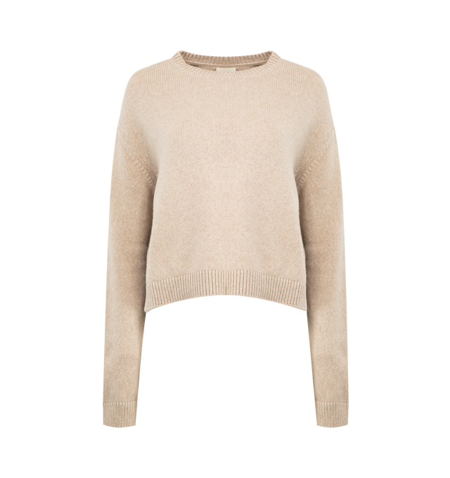 Image 1 of 2 - NEUTRAL - KHAITE Milo Sweater featuing a drop-shoulder, jersey-stitch, pullover style and 1x1 ribbing at crewneck, cuffs, and hem. 100% cashmere.