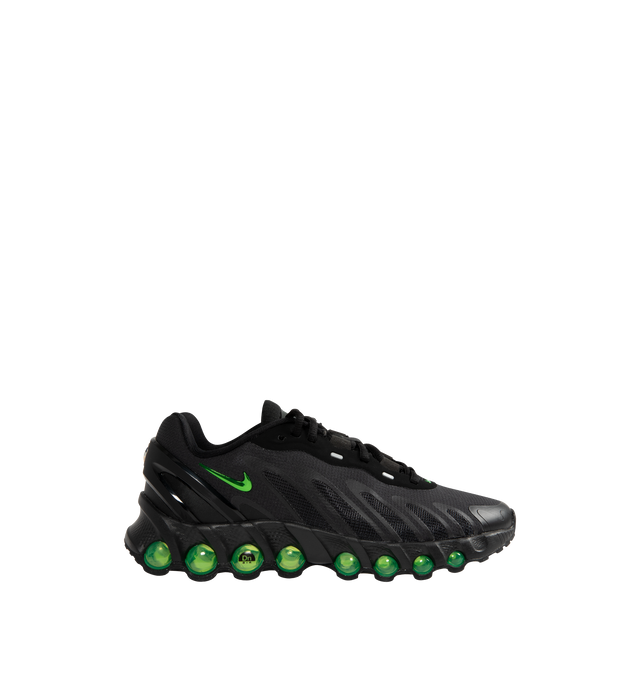 Image 1 of 5 - BLACK - NIKE Air Max Dn8 Sneaker featuring Dynamic Air system with dual-chambered tubes with tuned pressure levels, sculpted upper made from lightweight mesh, plastic heel clip, foam midsole and rubber outsole.