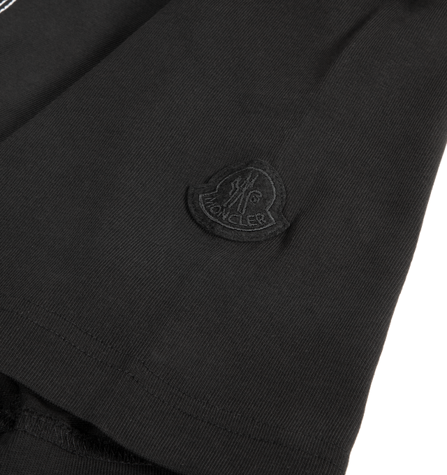 Image 2 of 2 - BLACK - MONCLER Sketch Embroidered Logo Cotton T-Shirt featuring cotton jersey, crew neck, short sleeves and embroidered logo motif. 100% cotton. Made in Turkey.