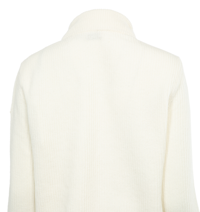 Image 4 of 4 - WHITE - MONCLER Padded Cardigan featuring nylon lger brilliant lining, down-filled, detachable hood, brioche stitch (back, sleeves and yoke), Gauge 7 and zipped pockets. 100% wool. 100% polyamide/nylon. Padding: 90% down, 10% feather. 