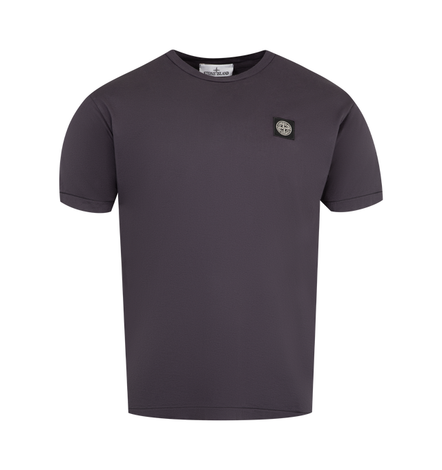 Image 1 of 2 - BLACK - STONE ISLAND Logo T-Shirt featuring crew neck, short sleeves, logo label on the chest and straight hem. 100% cotton.