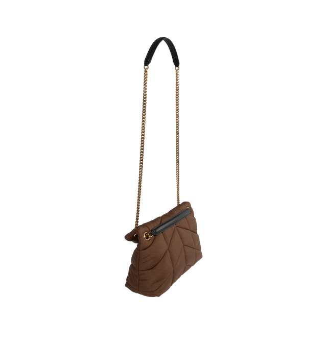 SMALL PUFFER IN QUILTED NYLON AND LEATHER