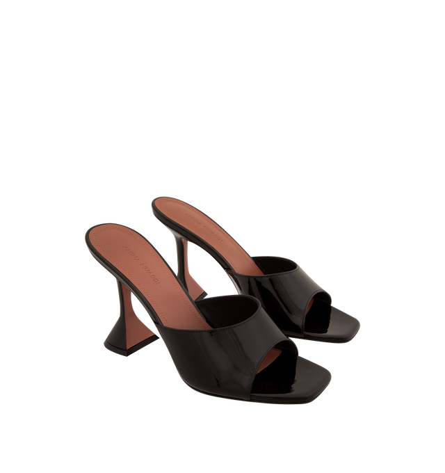 Image 2 of 2 - BLACK - AMINA MUADDI Lupita patent mules featuring a sculpted heel. 95mm heel. Leather. Made in Italy.  
