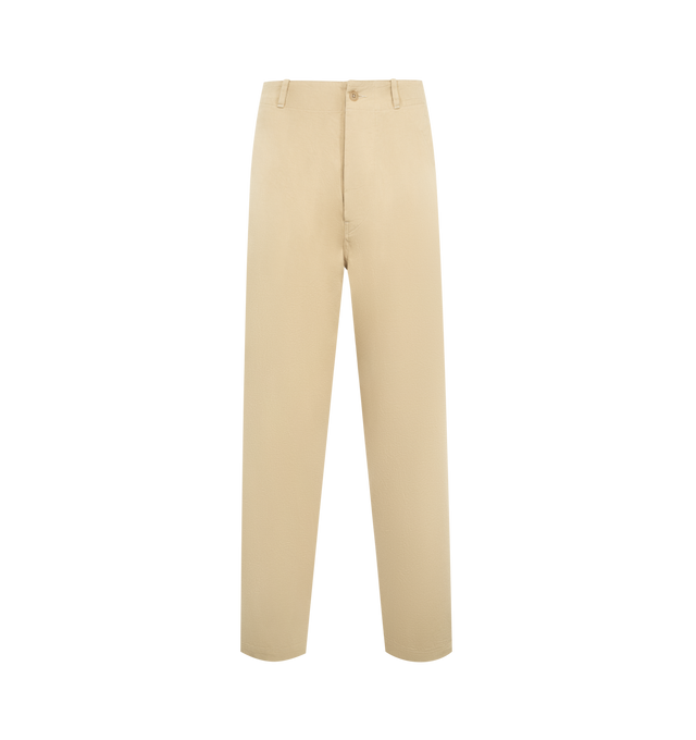 Image 1 of 3 - NEUTRAL - KAPTAIN SUNSHINE Cotton Drill Wide Pants featuring cotton drill chambray, yarn-dyed before weaving, textured surface with subtle groove effect, wide silhouette and single back pocket. Cotton. Made in Japan.