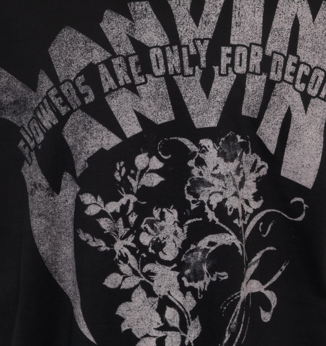 Image 2 of 2 - BLACK - LANVIN LAB X FUTURE Printed T-Shirt featuring rib knit crewneck, short sleeves and logo graphic printed at front. 100% cotton.  