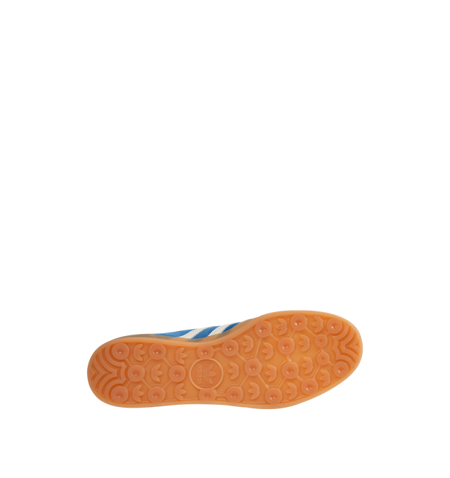 Image 4 of 5 - BLUE - Adidas Gazelle Indoor Pro Sneakers are a lace-up style with suede uppers, leather stripes, and gummed rubber soles.