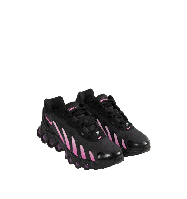 Image 2 of 5 - BLACK - NIKE Air Max Dn8 Sneaker featuring Dynamic Air system with dual-chambered tubes and tuned pressure levels, sculpted upper made from lightweight mesh on top, plastic heel clip, foam midsole, rubber outsole and reflective design details.