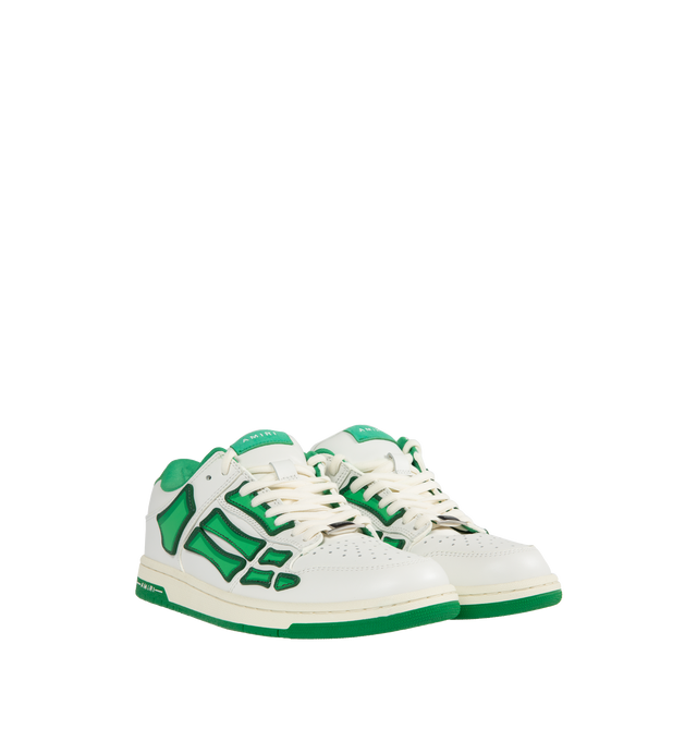 Image 2 of 5 - GREEN - AMIRI Chunky Skeltop Low featuring skeleton-patch detailing, perforated toebox, logo patch at the tongue, contrasting branded heel counter, logo at the sole and round toe. 