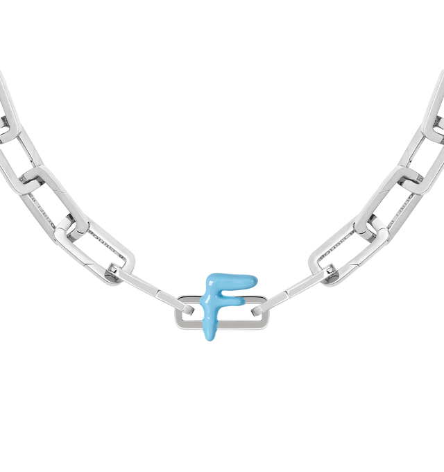 Image 8 of 8 - BLUE - Poubel by The Gstaad Guy "F" charm from the Alphabet Collection. All charms are made of .925 sterling silver, and are hand-painted using non-toxic lead-free enamel.Links sold separately. Hirshleifers offers a range of initial pieces from this collection in-store. For personal consultation and detailed information about jewelry, please contact our dedicated stylist team at personalshopping@hirshleifers.com