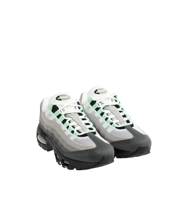 Image 2 of 5 - BLACK - NIKE Air Max 95 Big Bubble Sneaker featuring textile and synthetic leather, visible Max Air cushioning, flex grooves in the midsole and outsole, foam midsole and rubber outsole.
