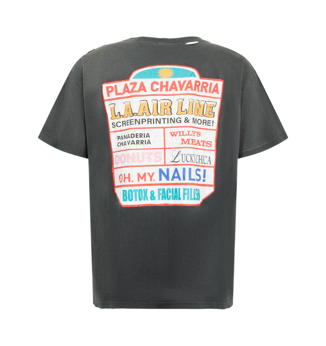 Image 2 of 2 - GREY - Willy Chavarria Plaza Chavarria Easy Tee is crafted from lightweight cotton and features an easy, relaxed silhouette for everyday wear. Designed with Plaza Chavarria graphic artwork printed at the chest and back. Main Material: 100% Cotton. Made in USA.