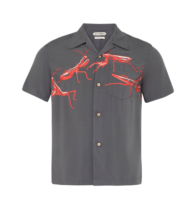 Image 1 of 2 - GREY - JW ANDERSON Camp Collar Shirt featuring fading throughout, open spread collar, button closure and graphics at chest. 100% cotton. Made in Portugal.