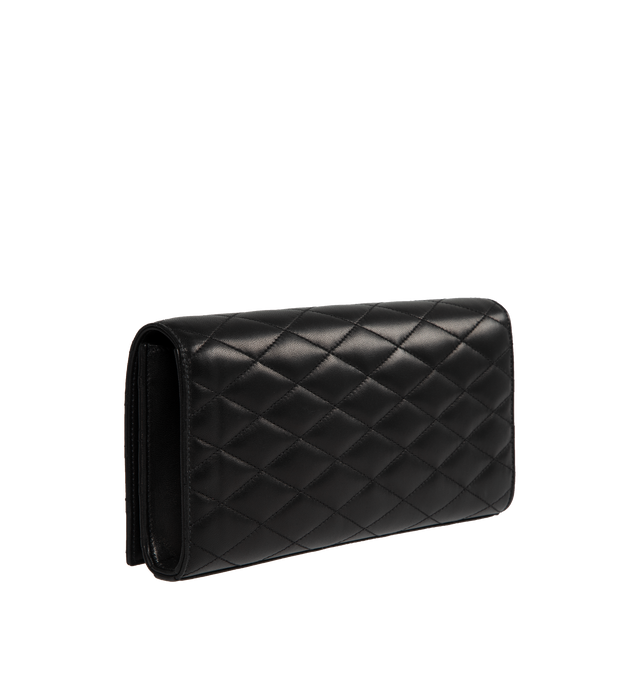 Image 2 of 3 - BLACK - SAINT LAURENT Kate Clutch in Quilted Lambskin featuring diamond quilted overstitching, canvas lining, magnetic snap tab and one interior pocket. 10.6 X 5.1 X 2.4 inches. 100% lambskin.  