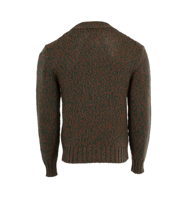 Image 2 of 3 - BROWN - Moncler Mouline Sweater has a crewneck, Mouline stockinette stitching, and a classic design. 100% wool.