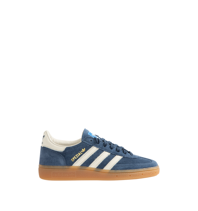 Image 1 of 5 - BLUE - ADIDAS Handball Spezial Sneakers featuring premium suede upper, serrated 3-Stripes and heel tab, regular fit, lace closure, leather lining and rubber outsole.