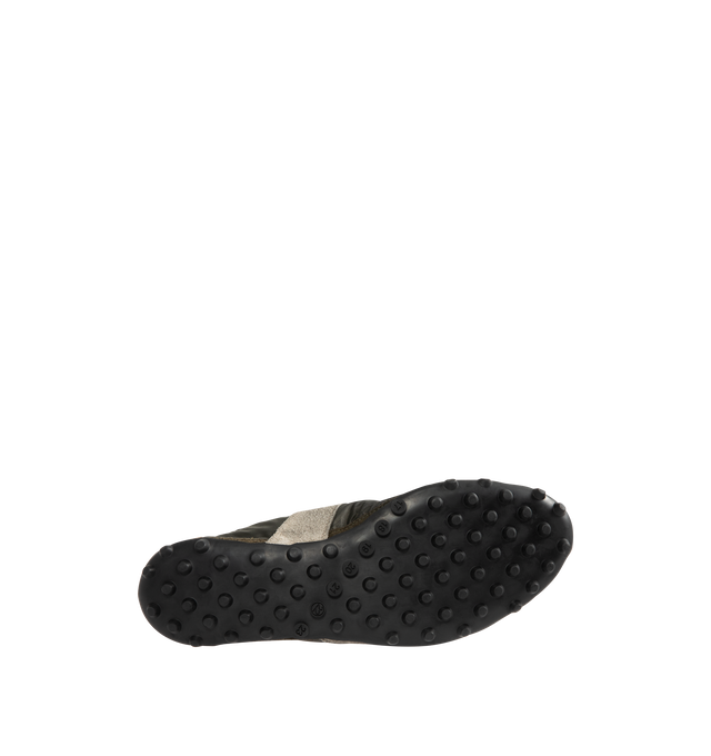 Image 4 of 5 - GREY - MAISON MARGIELA Sprinters Sneakers featuring low-top sneakers in drill cotton with vintage treatment, stripe down the center of the toe area, cleated rubber sole with numerical logo details, logo label on the tab and white stitching at the back. 54% polyester, 46% cotton. 100% calf leather. Made in Italy.