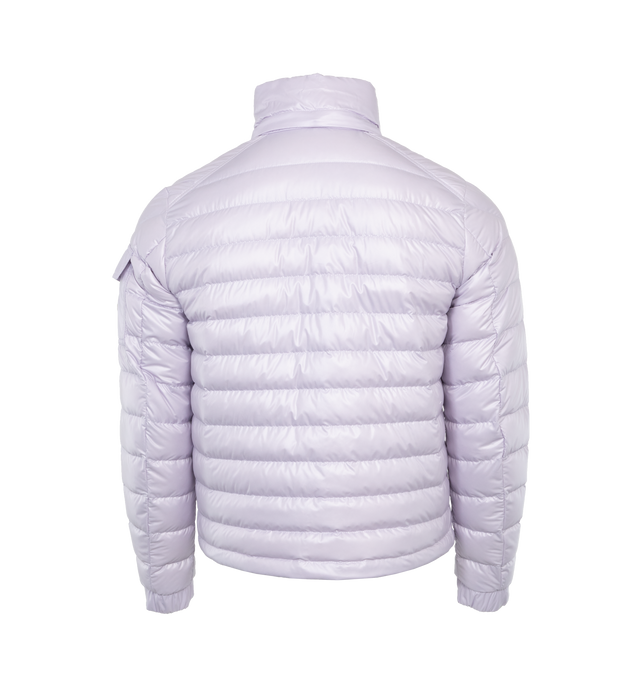 Image 2 of 5 - PURPLE - MONCLER Lauros Short Down Jacket featuring polyester lining, down-filled, detachable hood, collar with snap button closure, zipper closure, zipped pockets and adjustable cuffs and hem. 100% polyester. Padding: 90% down, 10% feather. 