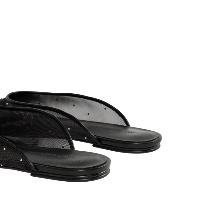 Image 3 of 4 - BLACK - MAGDA BUTRYM Crystal Mesh Flat Mules featuring a delicate mesh design adorned with crystals. Upper: 100% Pa. Insole, Sole: 100% Calf Leather.