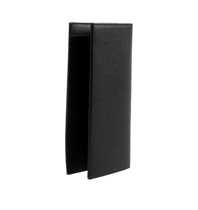 Image 2 of 3 - BLACK - SAINT LAURENT Continental Logo Wallet featuring grain de poudre leather, embossed logo, 14 card slots, 1 zipper coin purse and 4 bill compartments. 18cm x 10cm x 3cm. 100% calfskin. Made in Italy.