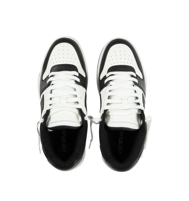 Image 5 of 5 - BLACK - OFF-WHITE Out Of Office Sneaker featuring white label and arrows at sides. Cream rubber sole. 89% leather, 11% polyester. 