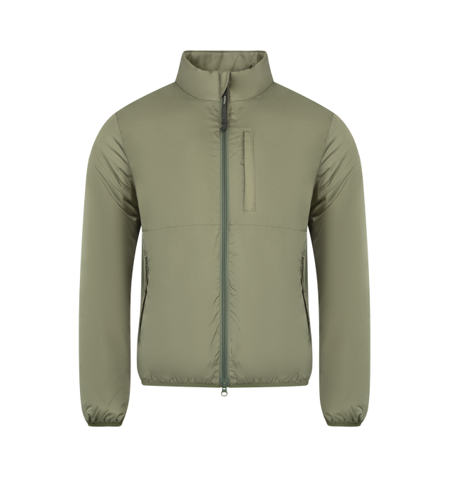 Image 1 of 3 - GREEN - ASPESI Jil Con Jacket featuring a band collar, a front zip fastening, long sleeves, a chest pocket, front zipped pockets and a straight hem. 100% polyamide.