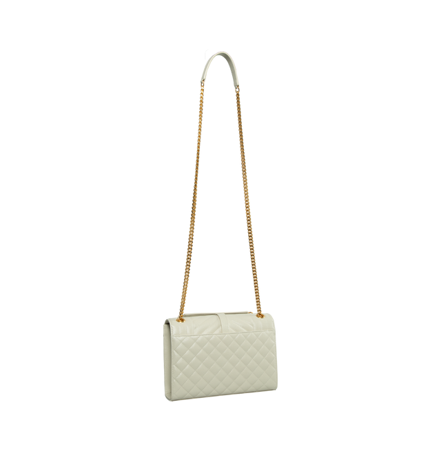 Image 2 of 4 - WHITE - SAINT LAURENT Envelope Medium Chain Bag featuring one exterior back pocket, magnetic snap tab, diamond quilt overstitching and grosgrain lining. 9.4 X 6.8 X 2.3 inches. 100% calfskin leather. Made in Italy.  
